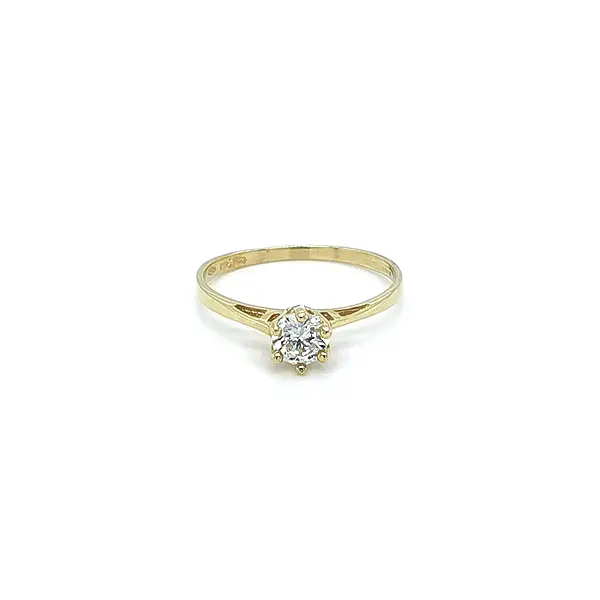 Gold Engagement Ring with Zircon