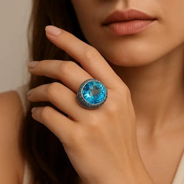 Gold Ring with Blue Stone