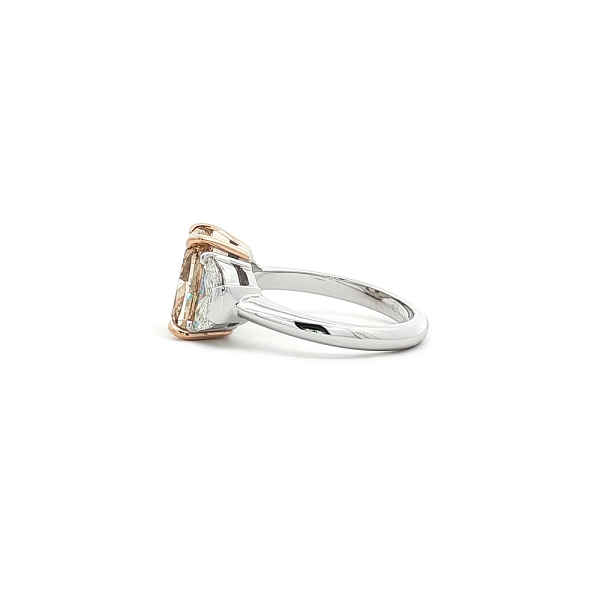 Gold Multistone Ring with Fancy Brown Cushion Cut Diamond