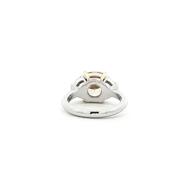 Gold Multistone Ring with Fancy Brown Cushion Cut Diamond