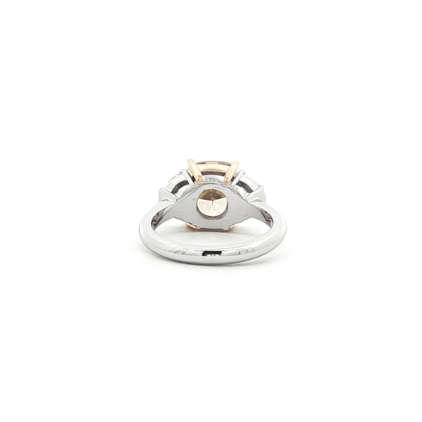 Gold Multistone Ring with Fancy Brown Cushion Cut Diamond