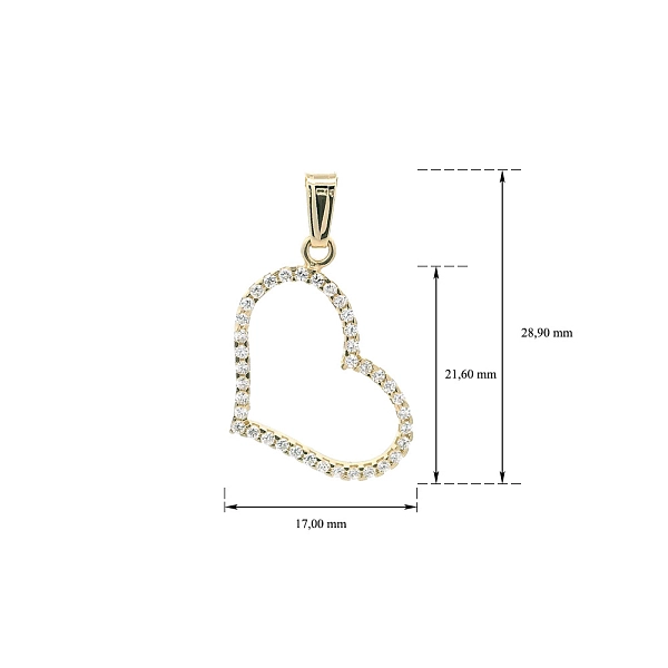 Delicate Gold Heart Pendant with Sparkling Zircons