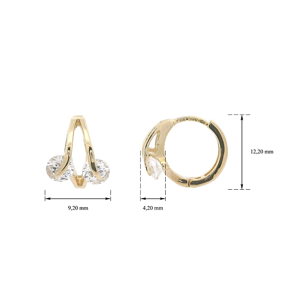 Gold Earrings with Sparkling Zircons
