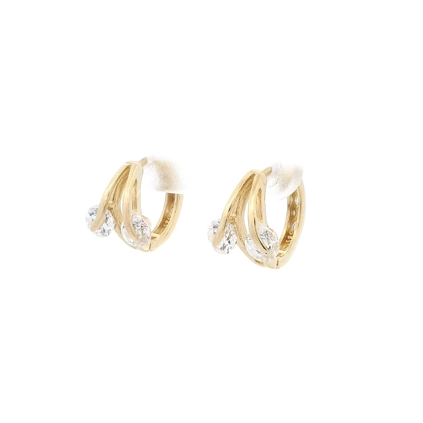 Gold Earrings with Sparkling Zircons