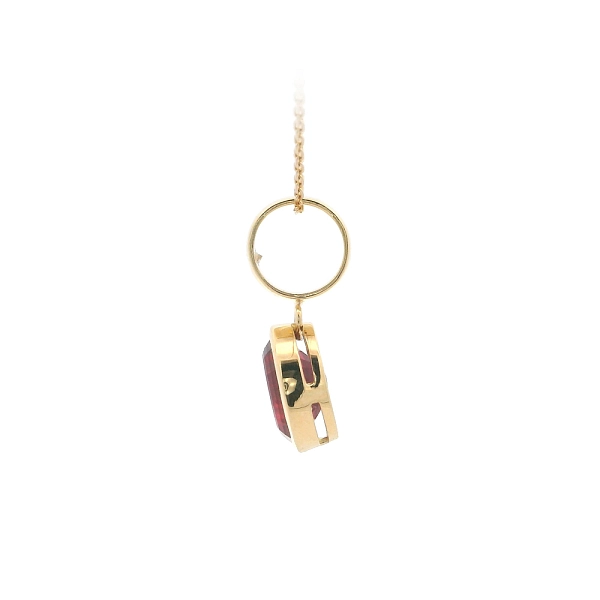 Elegant Pendant with Ruby and Diamond in Smooth Gold Setting