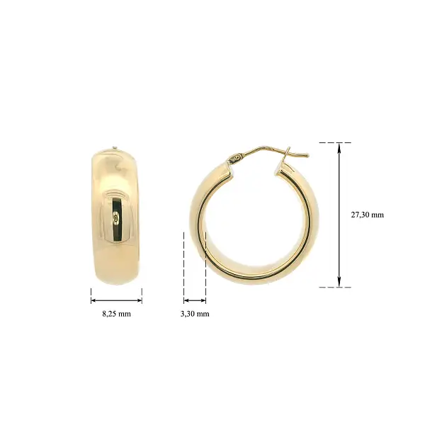 Wide 14K Yellow Gold Hoop Earrings, Ø 27.30 mm