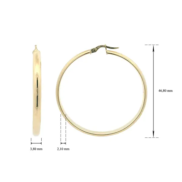Delicate 14K Yellow Gold Hoop Earrings, Ø 46.80 mm