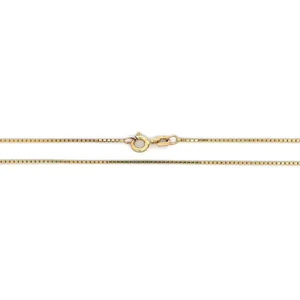 14K Yellow Gold Box Chain Necklace, 50 cm