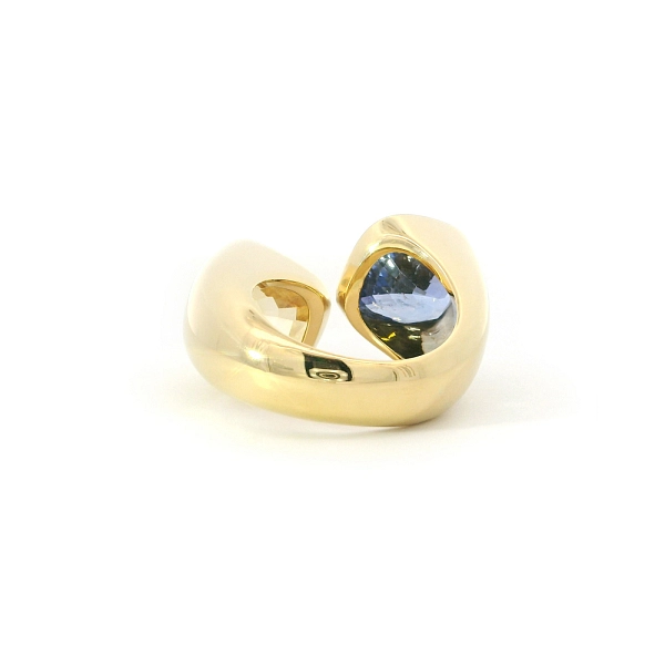 18K Yellow Gold Ring with Blue and Yellow Sapphires