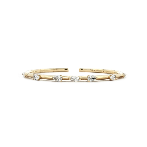 Diamond Cuff Bracelet in 18kt Yellow Gold, 1.46 ct