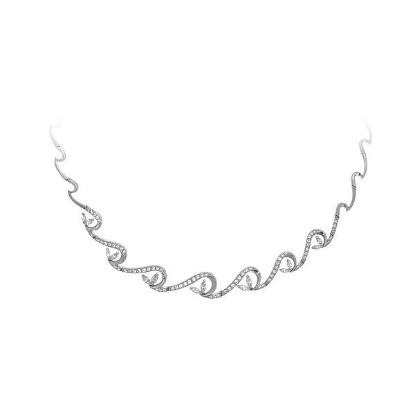 Elegant women’s white gold necklace with zirconia