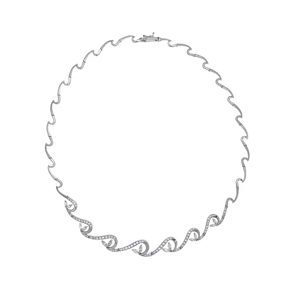 Elegant women’s white gold necklace with zirconia