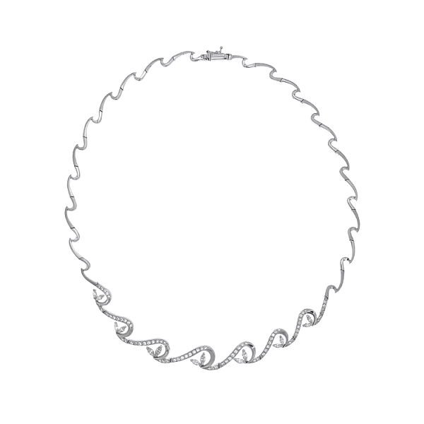 Elegant women’s white gold necklace with zirconia