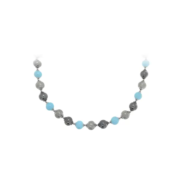 Elegant women’s white gold necklace with turquoise