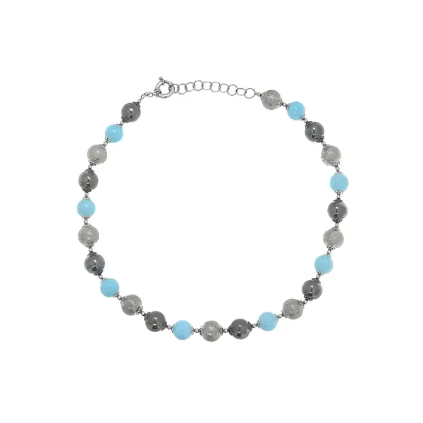 Elegant women’s white gold necklace with turquoise