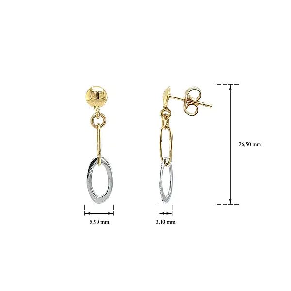 Elegant two-tone gold drop earrings