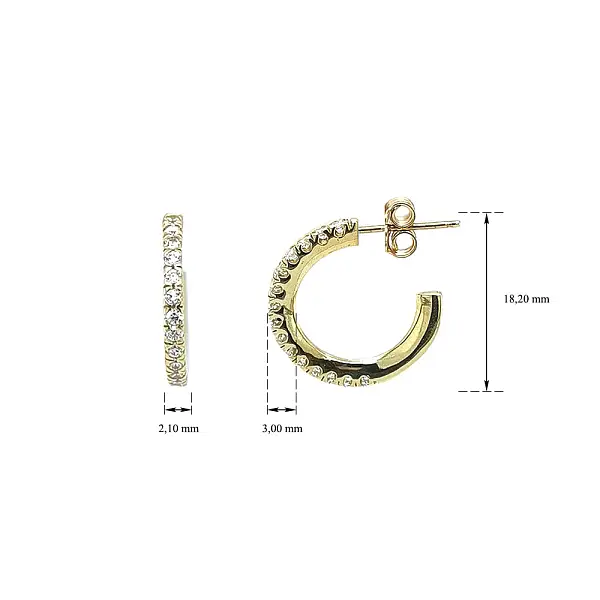 Elegant gold hoop earrings with zirconia