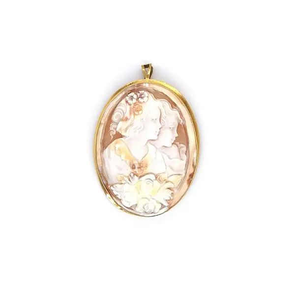 Exclusive Gold Cameo Brooch and Pendant