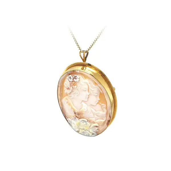 Exclusive Gold Cameo Brooch and Pendant