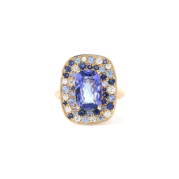 Colorful Harmony of Tanzanites, Sapphires and Diamonds in Rose Gold