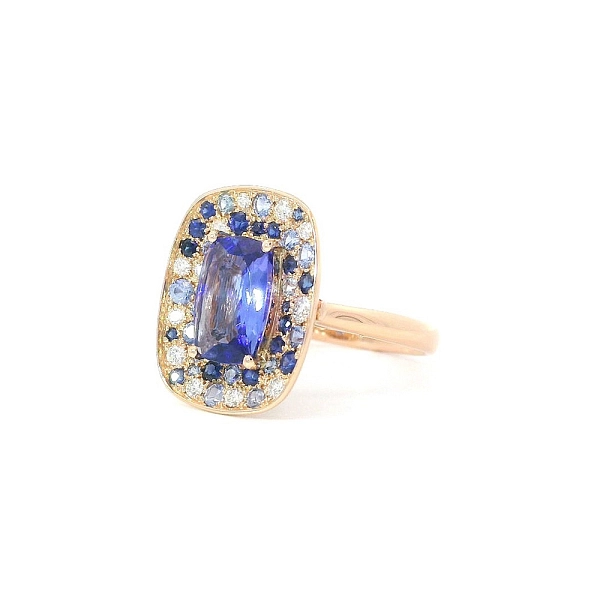Colorful Harmony of Tanzanites, Sapphires and Diamonds in Rose Gold