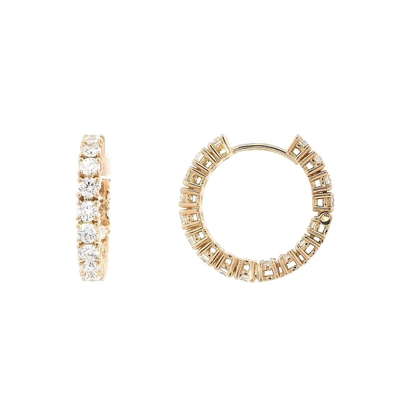 Elegant Hoop Earrings with Diamonds in Rose Gold