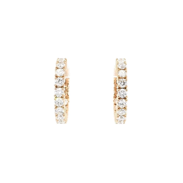 Elegant Hoop Earrings with Diamonds in Rose Gold
