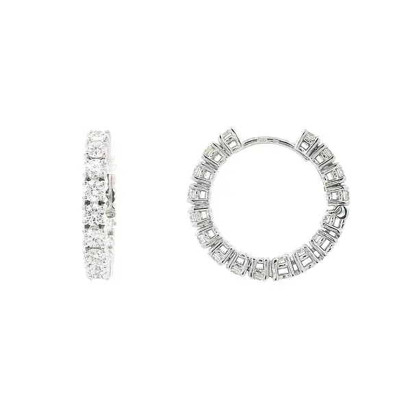 Luxury White Gold Hoop Earrings with Diamonds