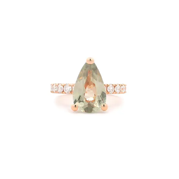 18kt Rose Gold Ring with Tourmaline and Diamonds