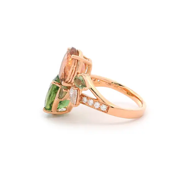 18kt Gold Ring with Tourmalines, Sapphires and Diamonds