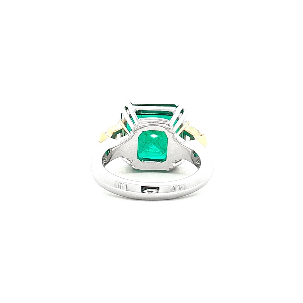 Two-Tone Gold Ring with Emerald and Yellow Diamonds