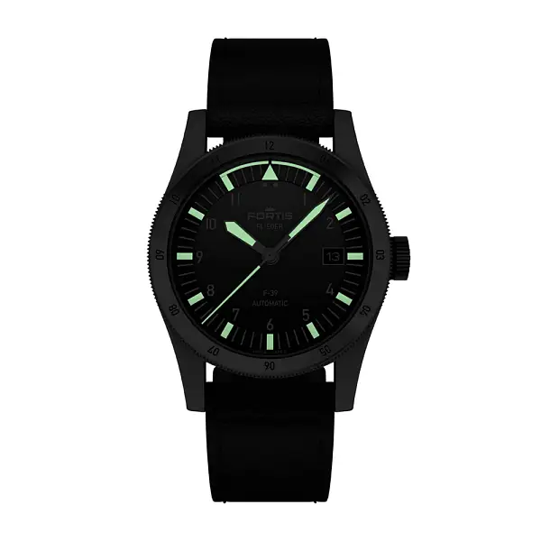 Fortis Flieger F-39 Black on Aviator Strap F4220016