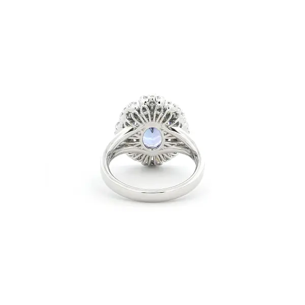White Gold Ring with Tanzanite and Diamond Halo