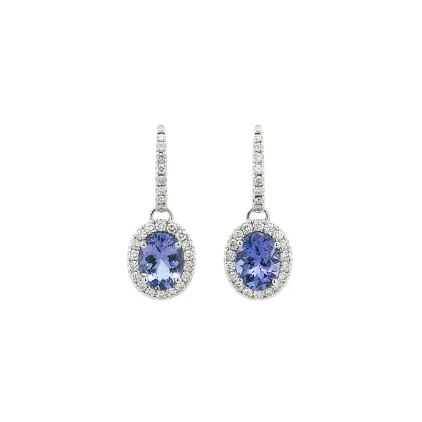 White Gold Drop Earrings with Tanzanites and Diamonds