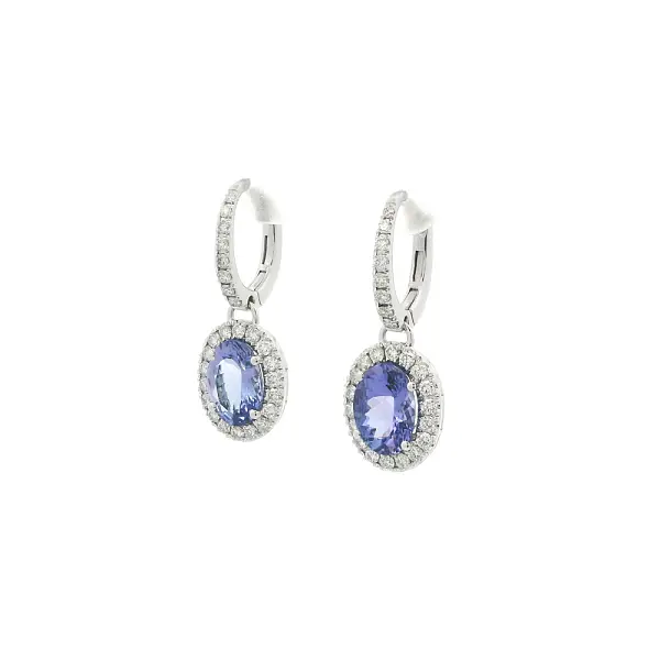 White Gold Drop Earrings with Tanzanites and Diamonds