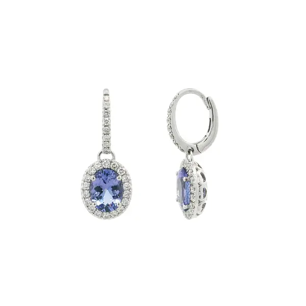 White Gold Drop Earrings with Tanzanites and Diamonds