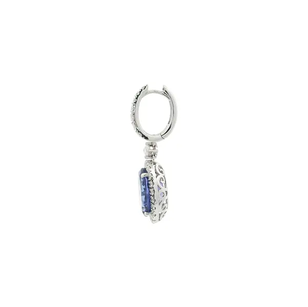 White Gold Drop Earrings with Oval Tanzanites and Diamonds