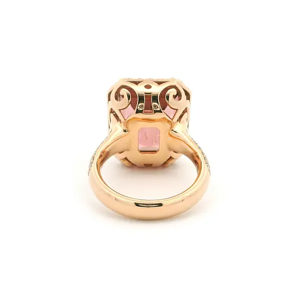 Rose Gold Ring with Pink Tourmaline and Diamonds