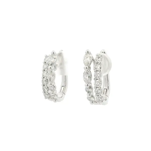 White Gold Earrings with Brilliant and Marquise-Cut Diamonds