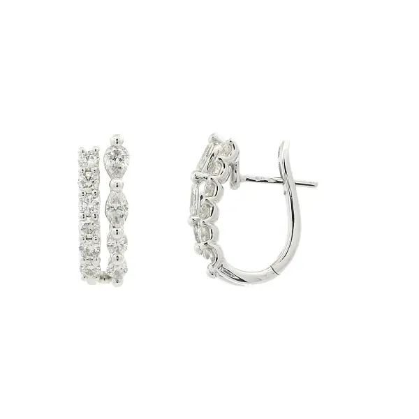 White Gold Earrings with Brilliant and Marquise-Cut Diamonds
