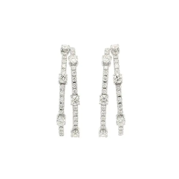 White Gold Double Hoop Diamond Earrings