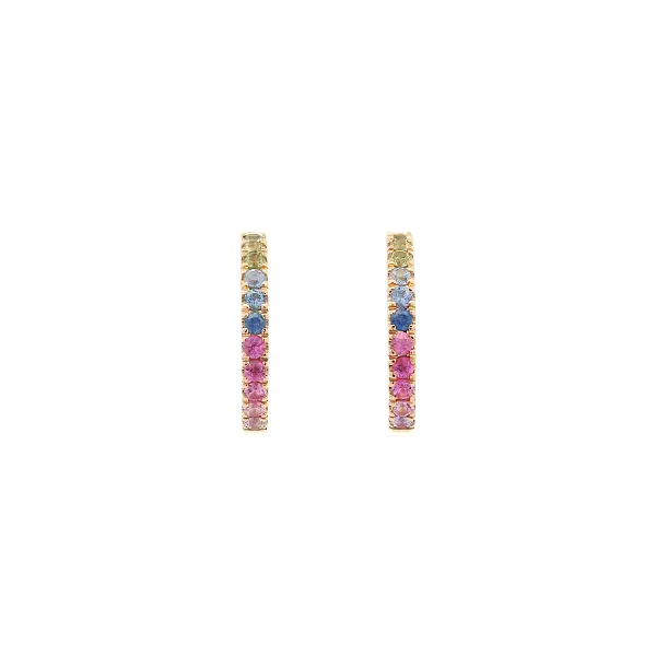18K Rose Gold Hoop Earrings with Multicoloured Sapphires