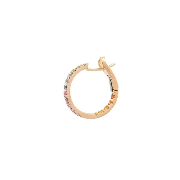 18K Rose Gold Hoop Earrings with Multicoloured Sapphires
