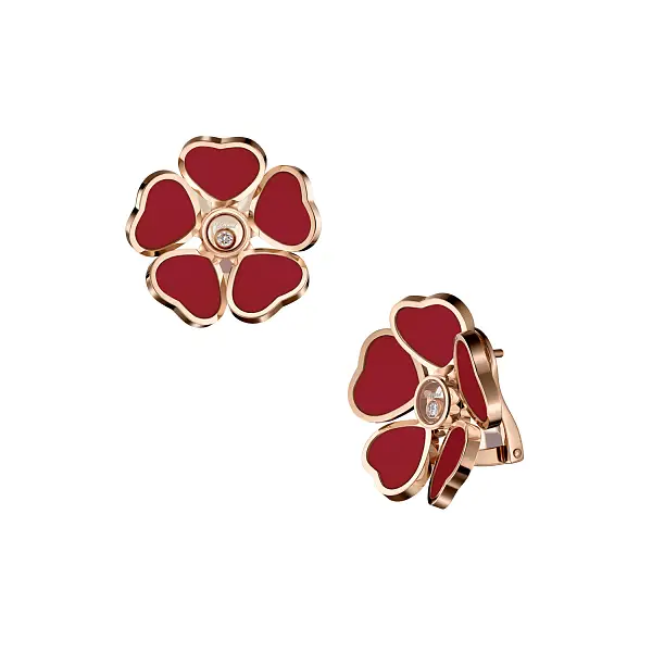 Gold Earrings Chopard Happy Hearts Flowers 84A085-5811