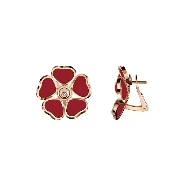 Gold Earrings Chopard Happy Hearts Flowers 84A085-5811