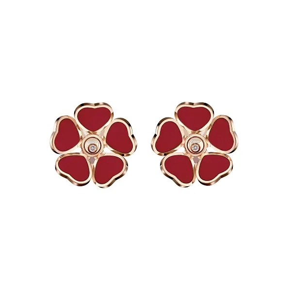 Gold Earrings Chopard Happy Hearts Flowers 84A085-5811