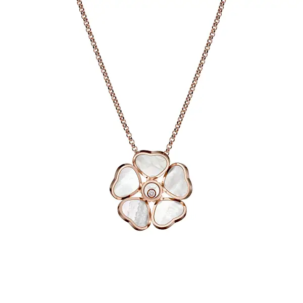 Gold Pendant Chopard Happy Hearts Flowers 79A085-5301