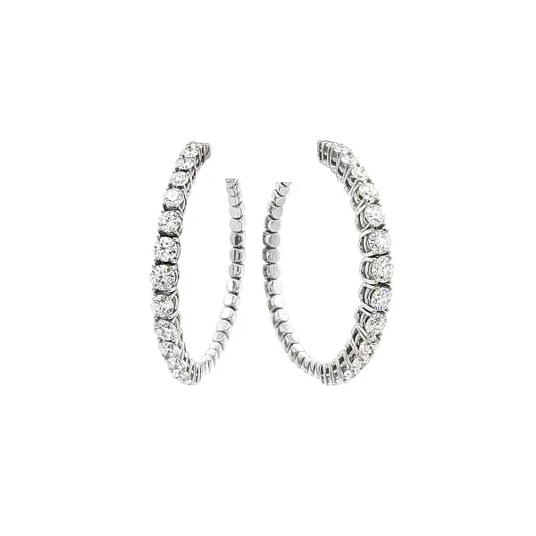 Gold Round Earrings with Diamonds