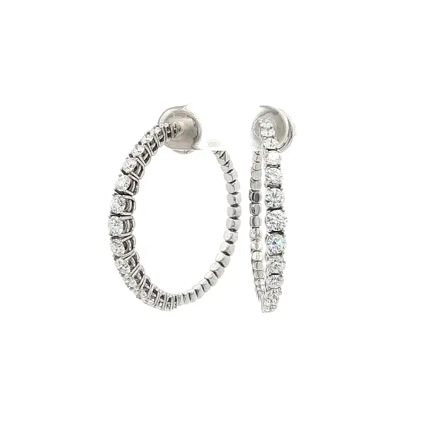 Gold Round Earrings with Diamonds