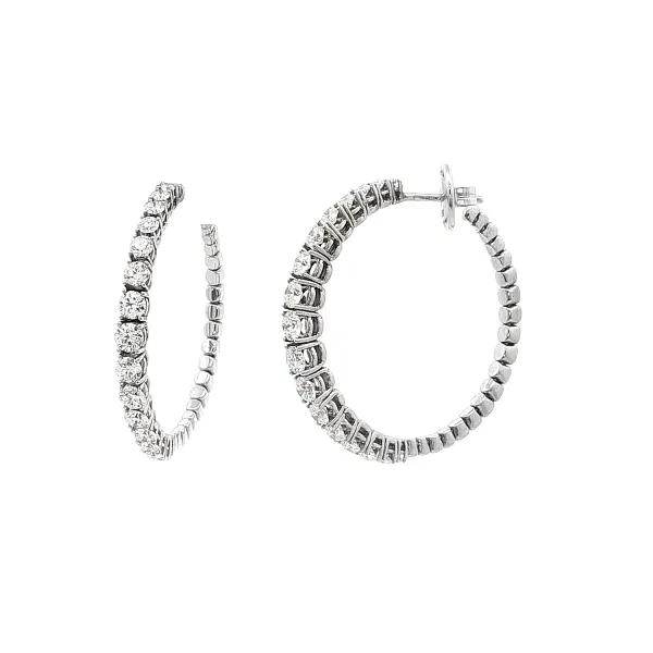 Gold Round Earrings with Diamonds